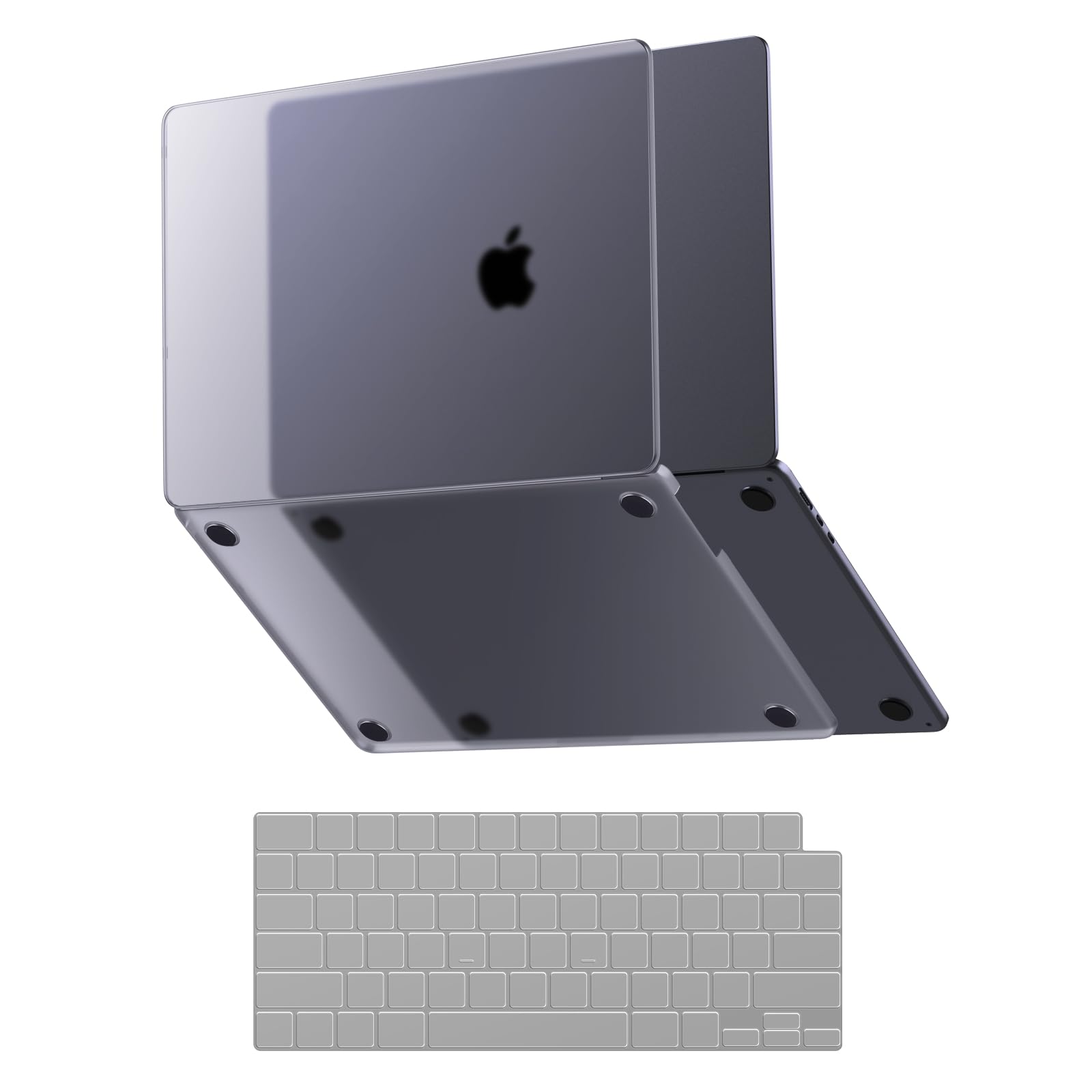 Photo 1 of Soonjet for MacBook Air 15 inch Case M4 2025 2024 2023 M3 M2 [100% Match Official Color] [Ultra Thin Armor] Hard Shell + Translucent Keyboard Cover Laptop - Space Gray Clear