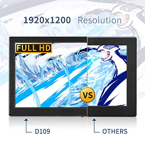 TOGUARD 10.1 Inch Small HDMI Monitor 1920x1200 IPS Portable Color Display Screen with AV/VGA/HDMI/BNC/USB Earphone Output for PC Security CCTV Camera Gaming at 178 Wide Viewing Angle
