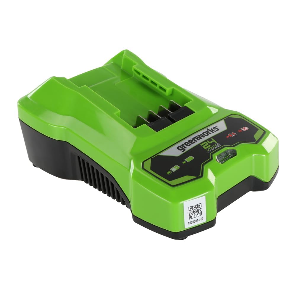 Greenworks 24V Battery Charger - Suitable for G24B2 & G24B4 Batteries. Wall Mounted + LED Charge Indicator. 3 Year Warranty