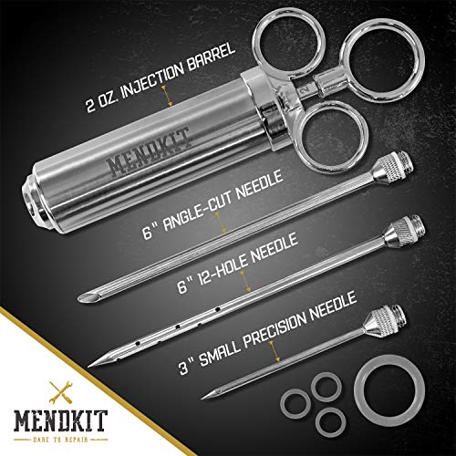 Stainless Steel Marinade Meat Injector Kit by MendKit Proffessional
