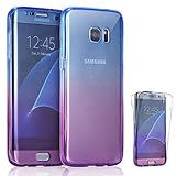 Samsung Galaxy S7 Case, AMASELL Full Coverage 360 degree Front and Back Protective Case Shockproof TPU Gel Transparent Clear Cover for Samsung Galaxy S7, Blue Purple