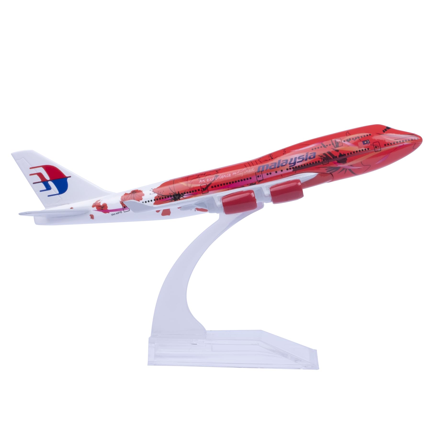 Bswath 1:400 Scale Model Malaysia B747 Die-cast Airplane for Gift and Collection (Red)