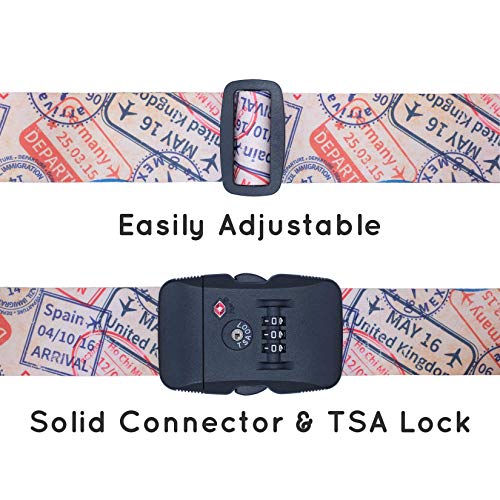 Adjustable Luggage/Suitcase Straps/Belt Tsa Approved - Lockable Travel Accessory - TSA Combination Locking - with Integrated TSA (Travel Sentry Approved) Lock - Stamps Vintage - Thumbnail 4