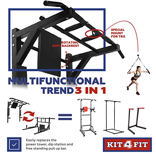 Wandmontage Pull Up Bar en Dip Station Multi-Grip Chin Up Bar Dip Stands Compacte Power Tower voor Indoor Thuis Gym… - Image 6