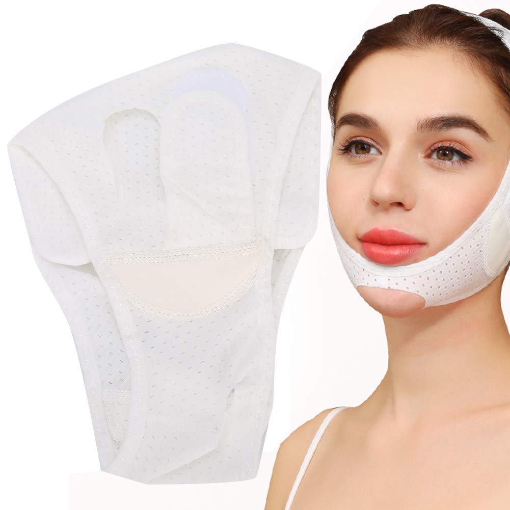 Breathable Facial Slimming Strap, Adjustable Double Chin Reducer V Line Face Tightening Lifting Belt Elastic Face Liftin V Shaped Slimming Bandage