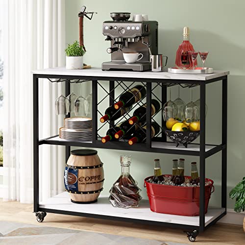 Tribesigns Wine Rack Table with Glass Holder, Modern Wine Bar
