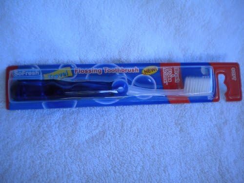 Blue Travel/Foldable SoFresh Adult Flossing Toothbrush, Soft by OraMedix