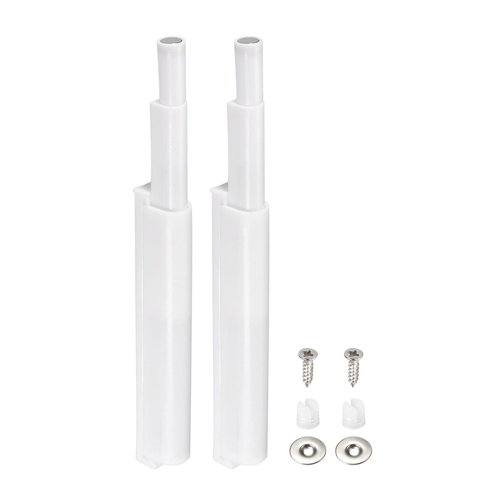 DTGN 86x10mm(LxW) Magnetic Touch Latch - 2 Pack - Good for Kitchen Cupboard Drawer Furniture - Plastic Catch Magnetic Push Open Latch - White