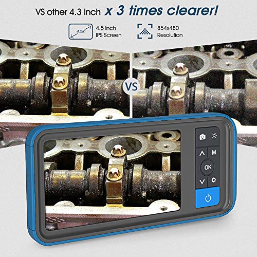 Pipe Sewer Inspection Camera, Dual Lens 1080P Industrial Endoscope, 4.5" Screen Waterproof Borescope Snake Camera with 6 LED, 16.4FT Semi-Rigid Cable Endoscope, 2500mAh Battery, 32GB TF Card - Thumbnail 2