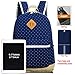 Backpack for girls, Cute Polka Dot School Backpack Kids Book Bag Laptop Daypack Haversack by Leaper (Dark Blue)