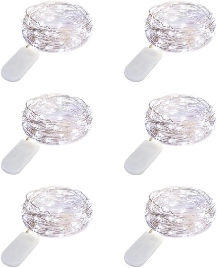 [Pack of 6] 20 Micro LEDs Fairy String Lights Battery Operated, 7FT Silver Coated Copper Wire Starry String Lights for…