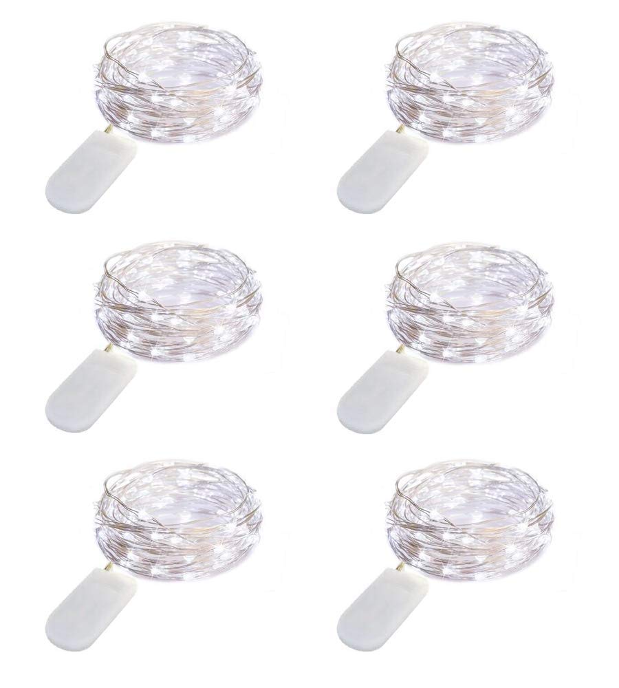 [Pack of 6] 20 Micro LEDs Fairy String Lights Battery Operated, 7FT Silver Coated Copper Wire Starry String Lights for…