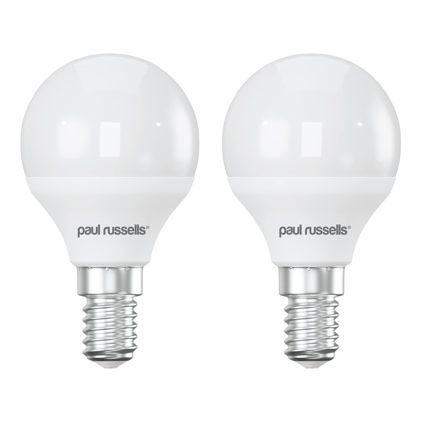 paul russells LED Light Small Edison Screw E14, 60w Equivalent, 6.5W 806LM LED Bulbs, 6500K Bright Daylight, Mini Globe Frosted G45 SES Golf Ball Energy Saving (Not Dimmable) Lightbulbs, 2 Pack
