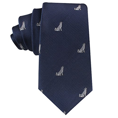 Wolf Skinny Tie Mens Necktie Animal Tie | Wolf of Wall Street Ties for Him | Birthday Gift for Guys (Grey Wolf)