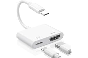 Type C to HDMI to USB C Adapter, USB C to HDMI Adapter with 100W Fast Charging & 4K@60Hz, iPhone to HDMI Adapter for TV, iPho