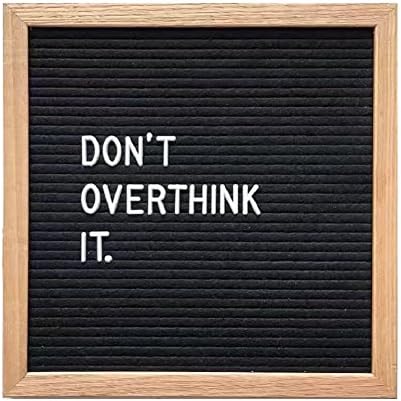 Letter Board Sign with 290 Changeable White Characters - 10" x 10" with Oak Frame and Black Felt by EKM