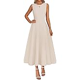 MEROKEETY Women's 2026 Summer Elegant Classy Midi Dress Sleeveless A Line Flowy Formal Cocktail Dresses