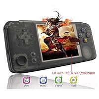 MJKJ Handheld Game Console , Retro Game Console OpenDingux Tony System , Built-in 3007 Classic Game Console 3 Inch IPS Screen Portable Video Game Console - Transparent Black