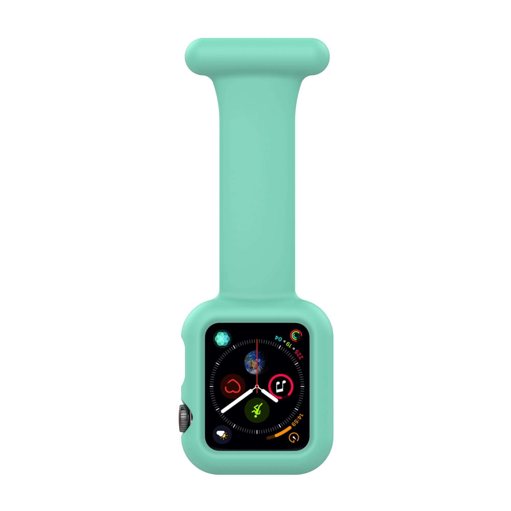Makzib Fob for Apple Watch for Nurses Doctors Healthcare Paramedics, Silicone Pin Fob, 2 in 1 Infection Control Design Compatible with iwatch Series 7, 6, SE,5,4,3,2,1 (42/44/45mm, Pastel Green)