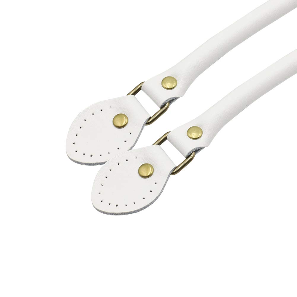 Asudaro 1 Pair Leather Bag Handles Chain Bag Accessories Leather Strap DIY Replacement Belt Tote Shoulder Bag Tote Bag 50c White