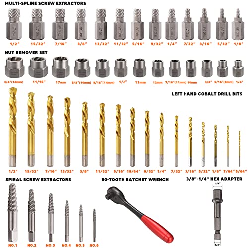 YESKING 50Piece Bolt Extractors Screw Extractor Set, Easy Out Bolt
