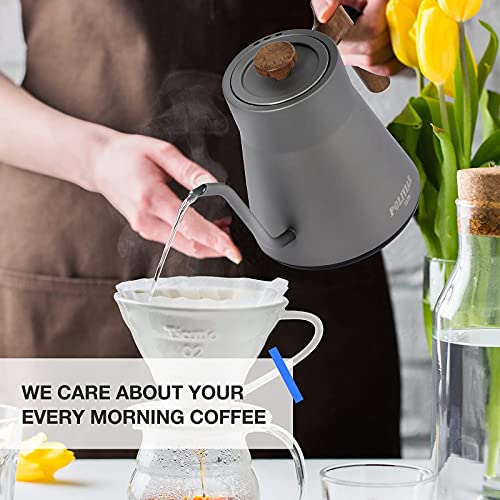 POLIVIAR Electric Gooseneck Kettle, 1200W Electric Tea Kettle w/teak