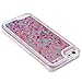 DStores® iPhone 5 Case,iPhone 5s Case, Pink Easy Grip Design Clear Plastic Liquid Flowing Heart Back Cover Case for Apple iPhone 5 5S SE