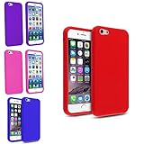 Insten 4 packs of Silicone Skin Cases - Red , Purple , Hot Pink , Blue Compatible with Apple iPhone 6/ 6S (4.7)