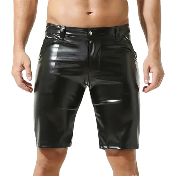 thumbnail image 2 of Lequida Latex Rubber Shorts - One Size Fits Most, Black High-Shine Latex Short Pants For Costume Or Fashion 2 of 9