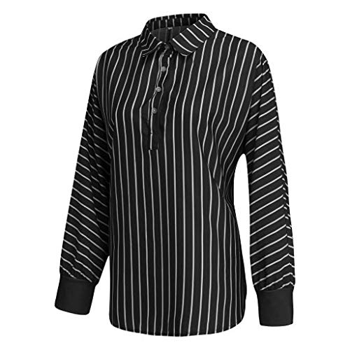1 Button+Stripe+Blouse+Sleeve+Tshirts