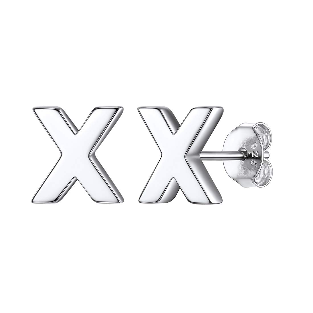 ChicSilver Silver Initial X Earrings Letter Monogram Jewelry Sterling Silver Letter X Post Earring Studs Hypoallergenic โ image 1