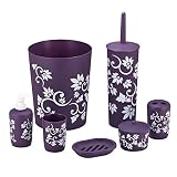 Durable 7 piece Printed Bathroom Set in Purple ()