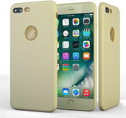 Beige Thin iPhone7 Plus Case- Minimalist, Slim Fit, Anti-Scratch Smart Protection Case For Apple iPhone 7- Flexible Slide, Stylish Silicone iphone 7 Cover For Premium Sound Grip