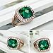 Yoursfs Green Crystal Rings for Women 18K Rose Gold Plated Cocktail Jewelry Sparkle CZ Rings for Wedding