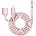 DISDIM iPhone X Aux Lightning to 3.5mm Auxiliary Audio Cable with 8Pin Extension Charger Cord Adapter for iPhone X / 8 / 8 Plus / iPhone 7 / 7 Plus iOS 11 to Home / Car Stereos -Rose Gold