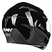 ILM 10 Colors Motorcycle Flip up Modular Helmet DOT (M, Gloss Black)