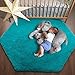 junovo Ultra Soft Rug for Nursery Children Room Baby Room Home Decor Dormitory Hexagon Carpet for Playhouse Princess Tent Kids Play Castle, Diameter 4.6 ft, Teal Blue