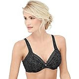 Bali Women's Satin Tracings Lace Minimizer Underwire Bra, Black,34DD