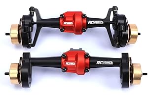 RCAWD Front Rear Portal Axle Alum Housing w/Steel Gears Brass Weight for Hobby Plus CR18P Rock Van Trail Hunter Upgrade Parts (Black)