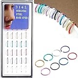 Misscat 40pcs Surgical Steel Lip Ear Nose Hopp Ring Clip Fake Septum Clicker Non Piercing Jewelry (Multicolor)