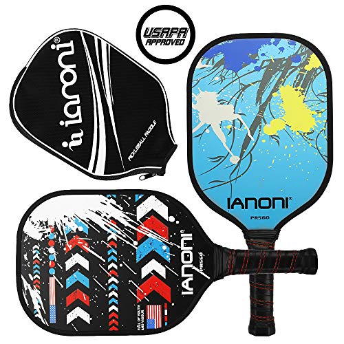 ianoni Graphite Composite Pickleball Paddle - Pickleball Paddle with Graphite Face & Polymer Honeycomb Core,Balanced Weight,Low Profile Edge,Meets USAPA Specifications (Wild Night-Blue)