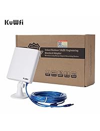 KuWFi   Adaptador de red WiFi para exteriores, de gran ganancia, 14 dBi, cable USB inalámbrico de 16.4 ft, señal estable desde el exterior