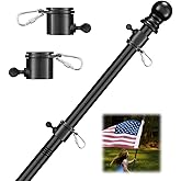 Ihomepark 6FT Flag Pole,Tangle Free Stainless Steel Weather Resistant Rustproof Flagpole Suitable for 3x5 Sports Fan Outdoor Flags, Wall-Mounted(6FT Without Bracket)