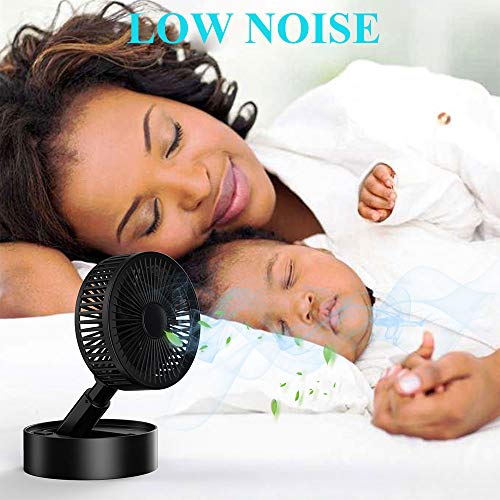 Babacom Ventilateur de Table Portable Pliable Mini USB Ventilateur à Main Fan Silencieux,avec Vitesse de Réglage Rotatif à 120°,avec Câble de Recharge USB pour Bureau Sport Voyage Camping Famille