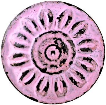 Charleston Knob Company KM-08 Iron Knob, Set of 2, Pink Round Medallion Design