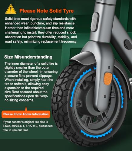 BANGTING 2PCS 8.5 Inch Solid Wheels for Electric Scooter, 8 1/2 x2 Replacement Tires, 50/75-6.1 Replacement Wheel for Xiaomi Pro 2 / M365 / M365 Pro / 1S / 3/3 Lite/Essential