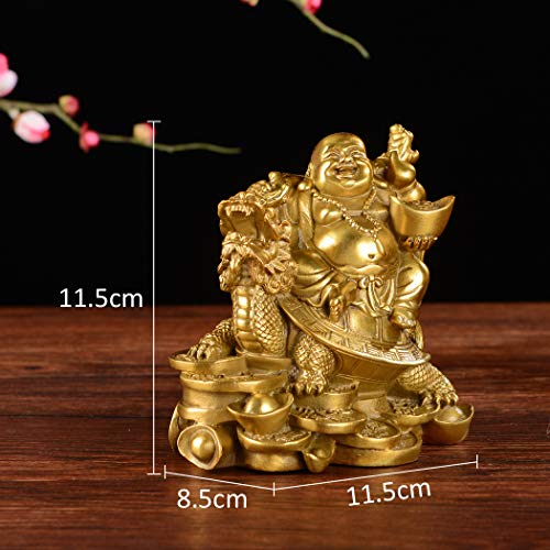 FENGSHUI Handmade Laughing Maitreya Standing on Dragon Turtle Budda