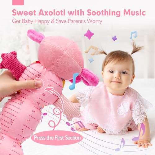 hahaland Baby Toys 6 Months, Sensory Musical Toys Babies 0-3 Months with Rattle, Teether, Mirror – Tummy Time Interactive Gift Baby 3 6 12 Months