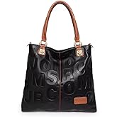 AIDRANI Women's Layer Cowhide Handbag with Soft Leather Broadband Large Capacity Business Bucket Shoulder with Letter