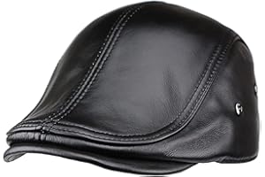 icehao Men's Adjustable Newsboy Hat Beret Hat Driving Hunting Fishing Hat Genuine Leather Ivy Cap Fashion Beret Hat Flat Cap.